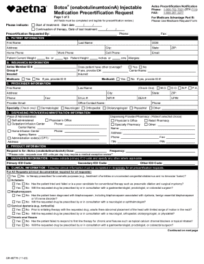 Aetna Botox Precertification Notification Form