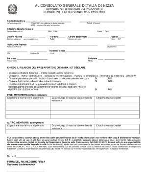 Italian Passport Application Form