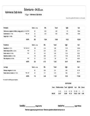 School Meal Menu Template