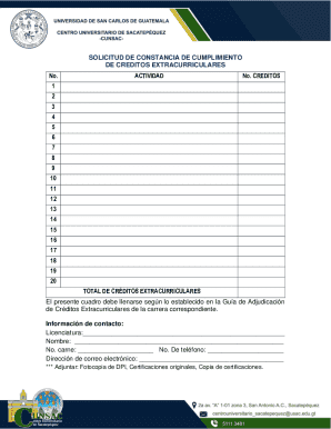 Extracurricular credit compliance certificate request