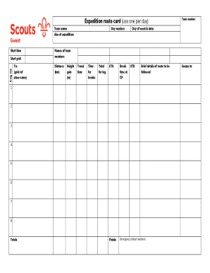 Expedition Route Card