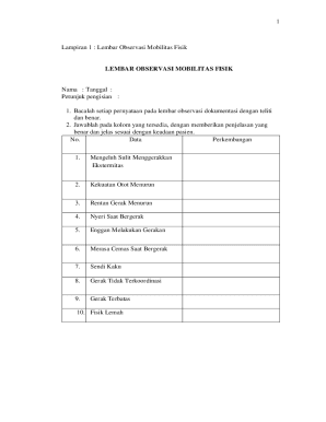 Physical Mobility Observation Form