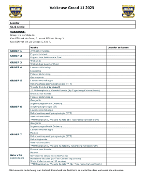 Vakkeuse Graad 11 2023
