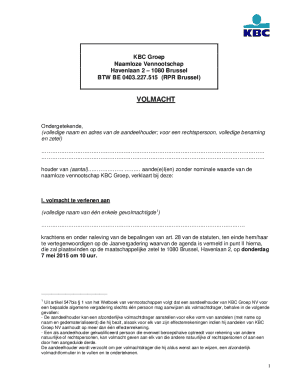 KBC Groep Power of Attorney