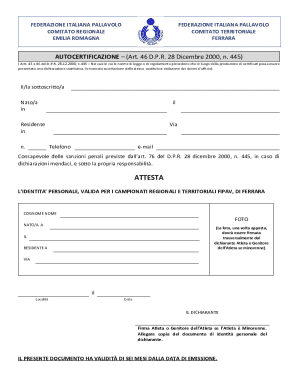 Italian Volleyball Federation Autocertificazione