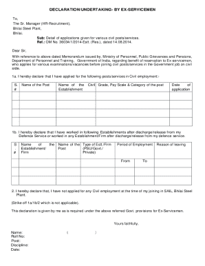 Ex-Servicemen Declaration Form