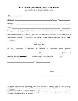 Italian Self-Certification Declaration