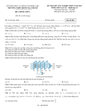 Vật Lí Thử Tốt Nghiệp THPT 2024