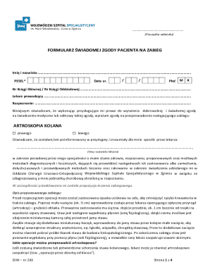 Patient Consent Form for Knee Arthroscopy