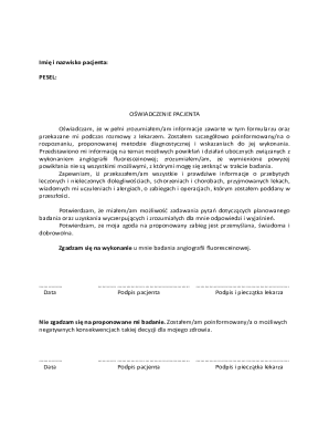 Patient Consent Form for Fluorescein Angiography