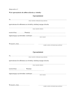 Child Pickup Authorization Form