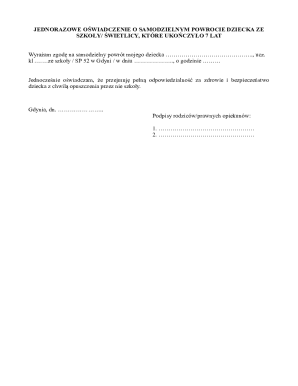 Child Independent Return Consent Form