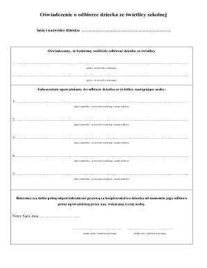Child Pickup Authorization Form