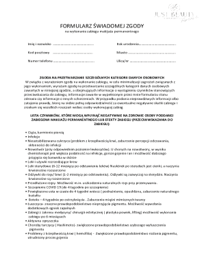 Consent Form for Permanent Makeup Procedure