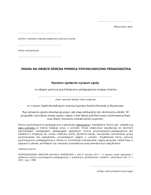 Psychological-Pedagogical Assistance Consent Form