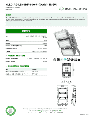 600 Watt LED Flood Light Specification Form