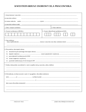 Employee Personal Questionnaire