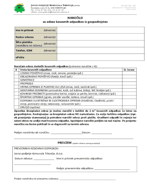 Slovenia Waste Collection Order Form