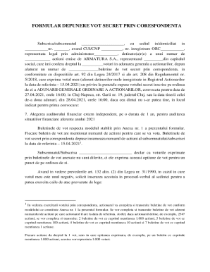 Romania Shareholder Voting Form
