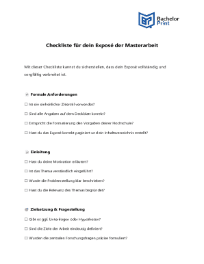 Masterarbeit Exposé Checkliste