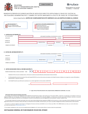Spanish sepa direct debit mandate form