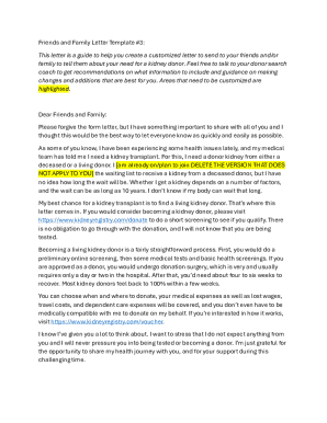 Friends and Family Kidney Donor Request Letter