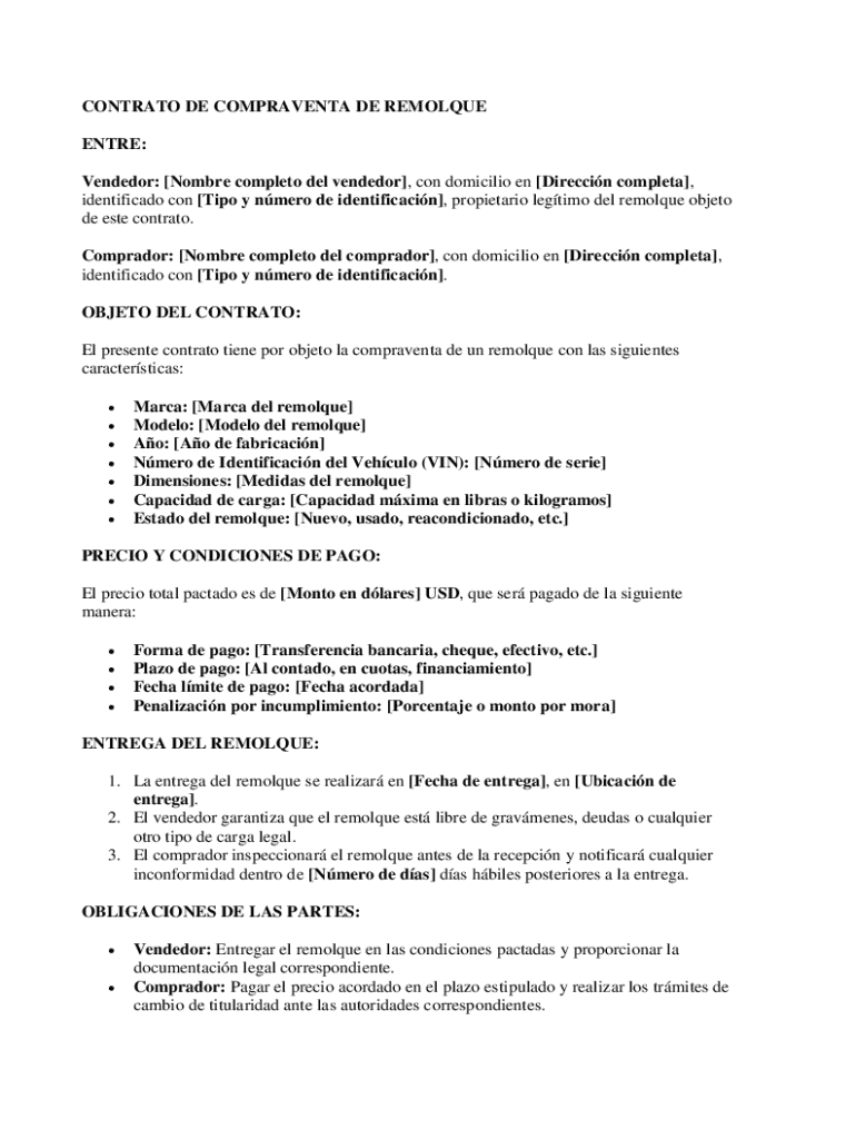 Contrato de Compraventa de Remolque Preview on Page 1