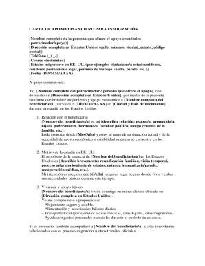 Financial support letter for immigration