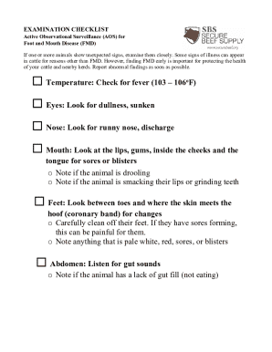 Foot and Mouth Disease Examination Checklist