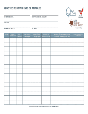 Animal movement registration form