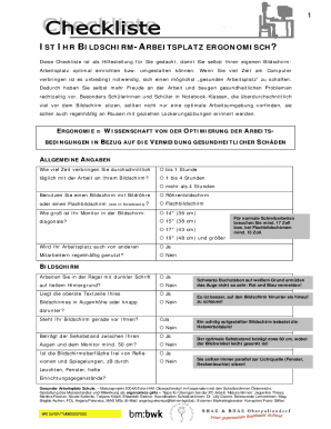 Ergonomic Workplace Checklist