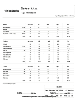 School Meal Menu Template