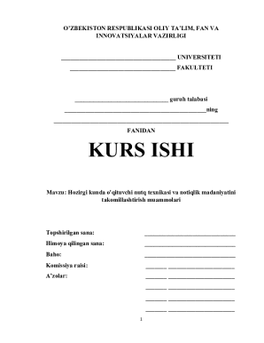 Uzbekistan University Coursework Template
