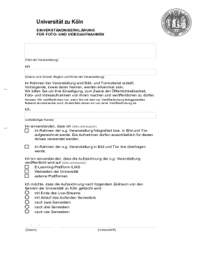 Consent Form for Photo and Video Recordings