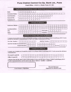 Rupay Debit Card Change Details Application