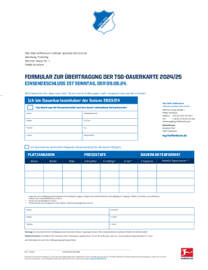 TSG 1899 Hoffenheim Season Ticket Transfer Form 2024/25