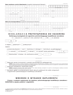 Polish Vocational Exam Declaration