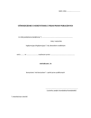 Oświadczenie o Korzystaniu z Pełni Praw Publicznych
