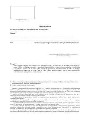 EU De Minimis Aid Declaration Form