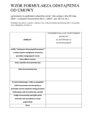 Polish Consumer Contract Withdrawal Form