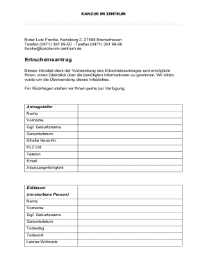 German Erbschein Application Form