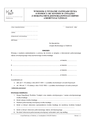 Poland De Minimis Aid Certificate Request