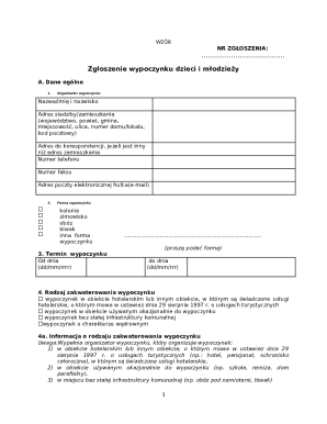 Child and Youth Vacation Registration Form