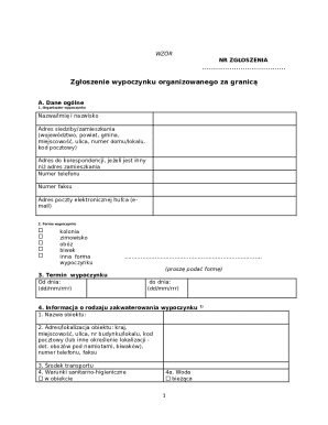 Polish Vacation Registration Form