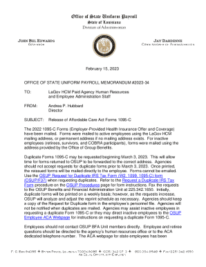 Louisiana 1095-C Form Release Notice