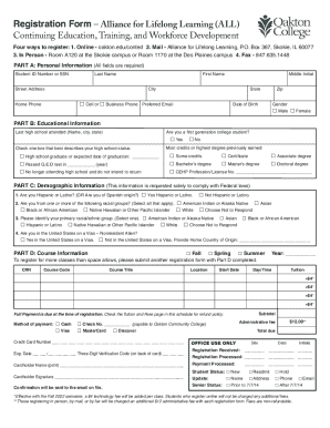 Alliance for Lifelong Learning Registration Form