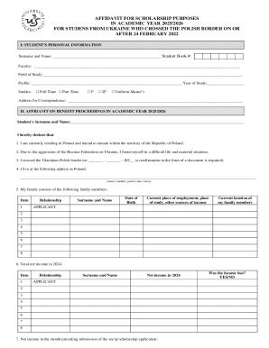 Affidavit for Scholarship Purposes