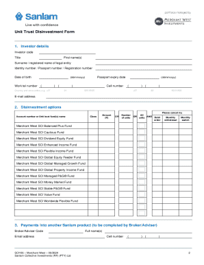 Unit Trust Disinvestment Form