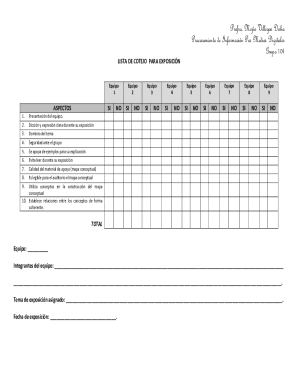 Exhibition checklist form
