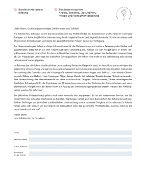 German School Health Anamnesebogen